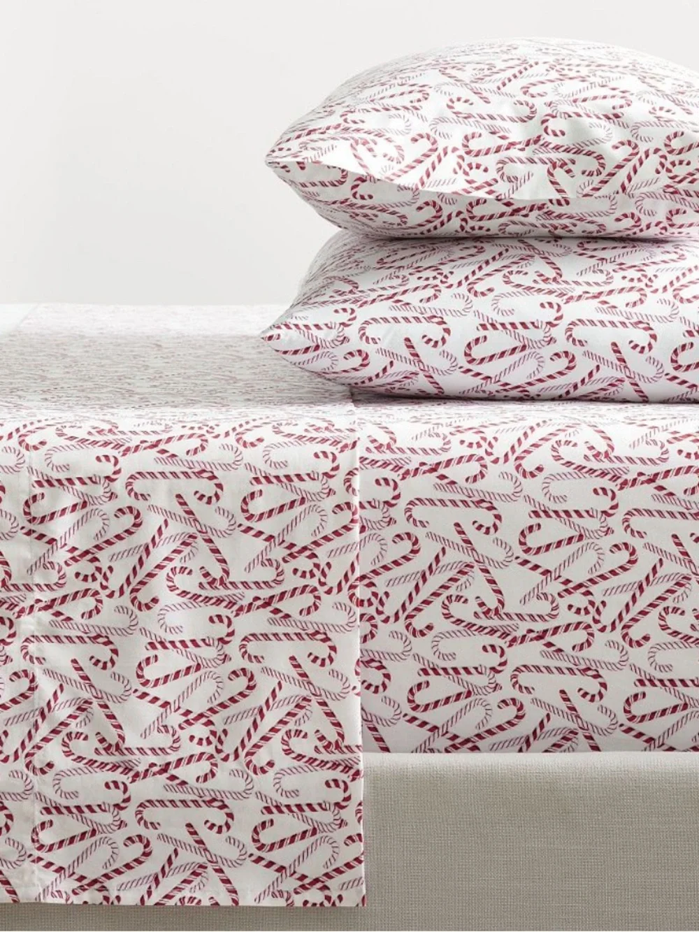 Pottery Barn Candy Canes Percale Queen Sheet Set Fitted ONLY*** NWOT